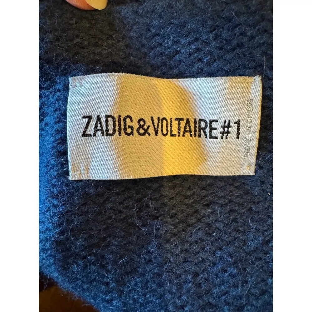 Zadig & Voltaire Sweater Women Small Blue Alpaca Wool Daphnee Patch Cardigan - Image 8