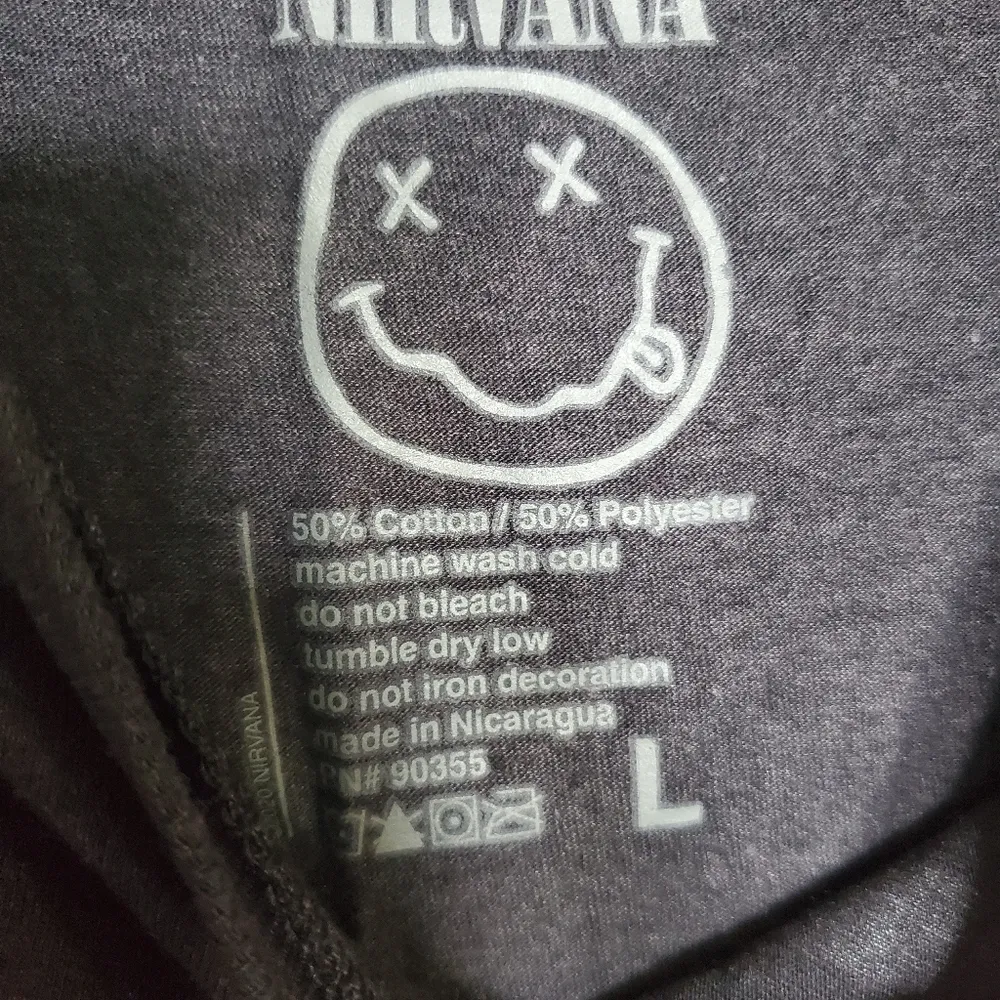 Nirvana -Happy Face Logo Adult Grey T-shirt SZ L Graphic Tee - Image 2