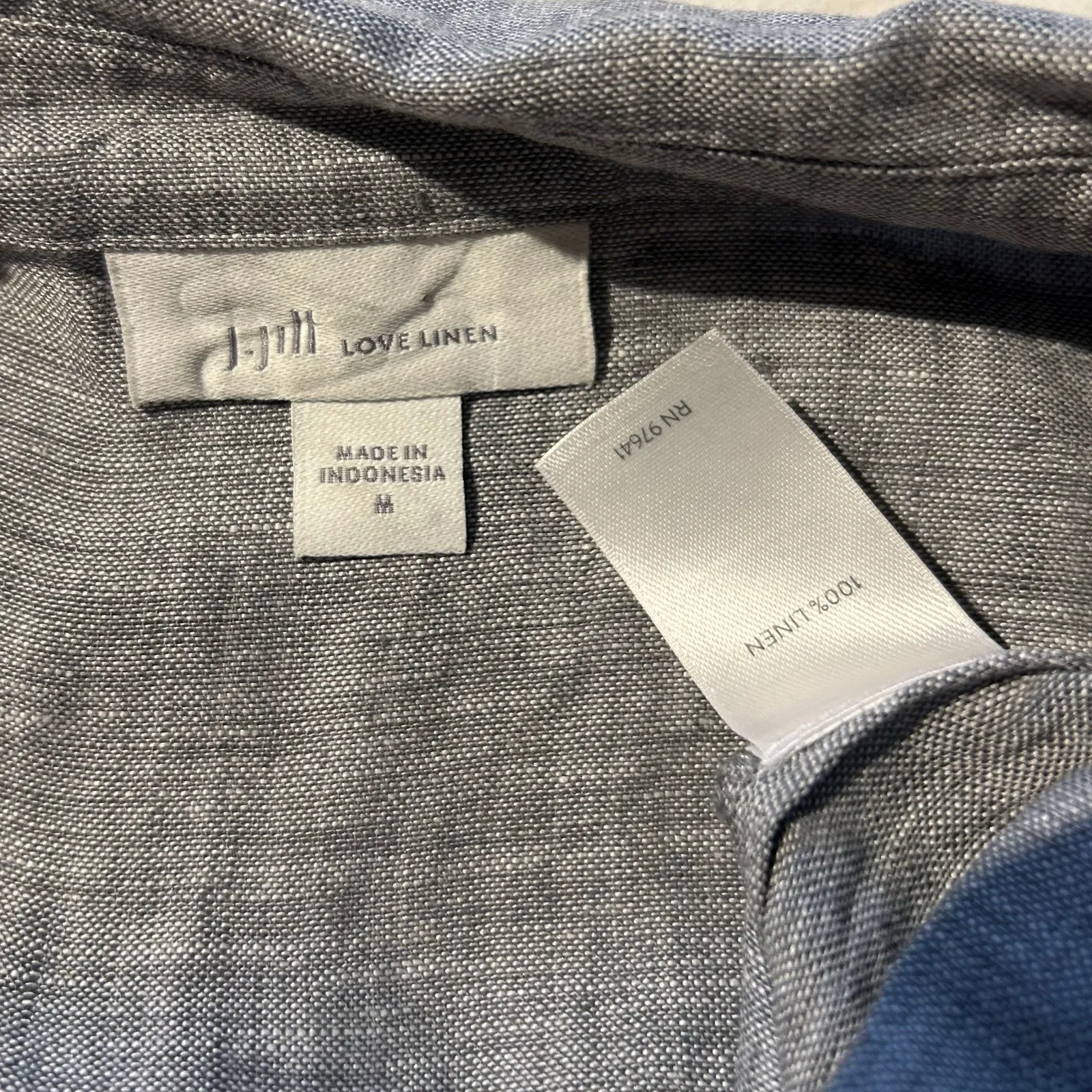 J. Jill Love Linen Blouse Tunic 100% Linen Heather Gray SZ Med Office Preppy - Image 8