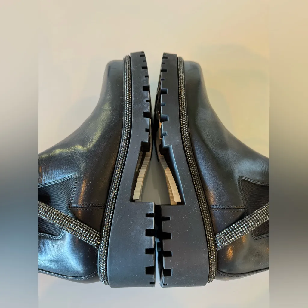 Rene Caovilla Cleo Shimmery Chelsea Boots Black Leather Size EU 37 - Image 5