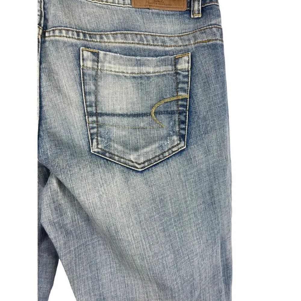 VTG American Eagle 90s Y2K Antique Wash Super Low Rise Skinny Flare 10R NOS - Image 7