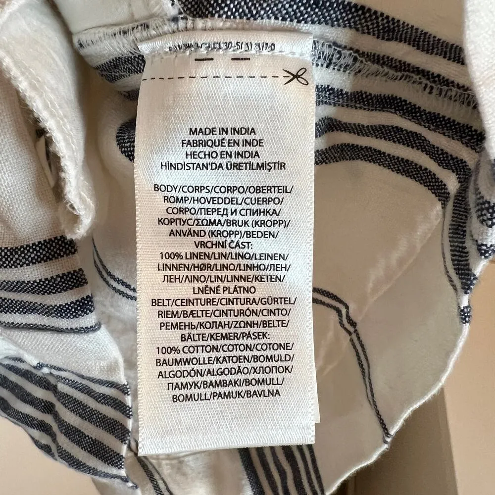 Polo Ralph Lauren Striped 100% Linen Rope Belt White & Blue Shorts Size 2 - Image 5