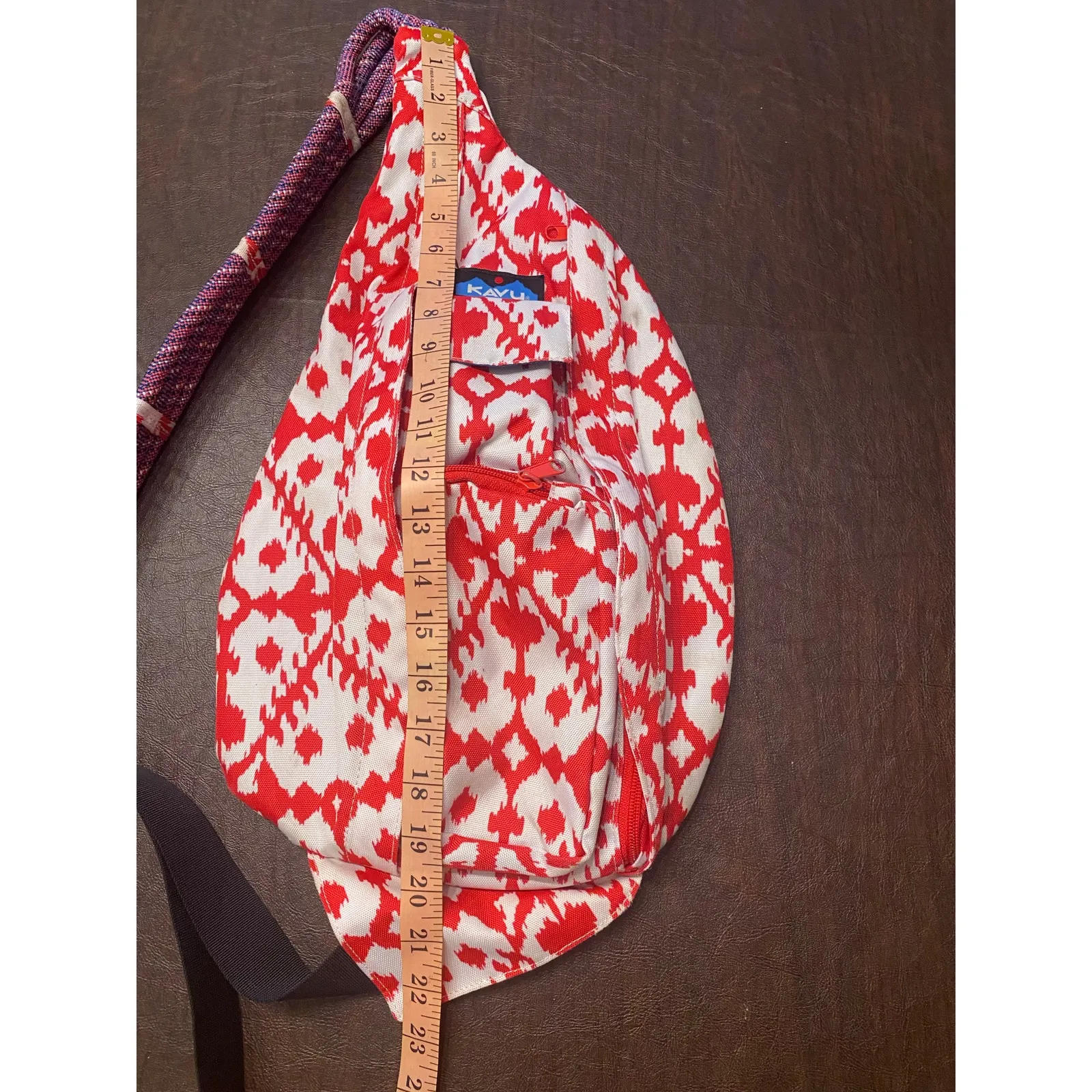 KAVU Rope Sling Bag Pink White Crossbody Backpack Adjustable Hiking Adventure - Image 4