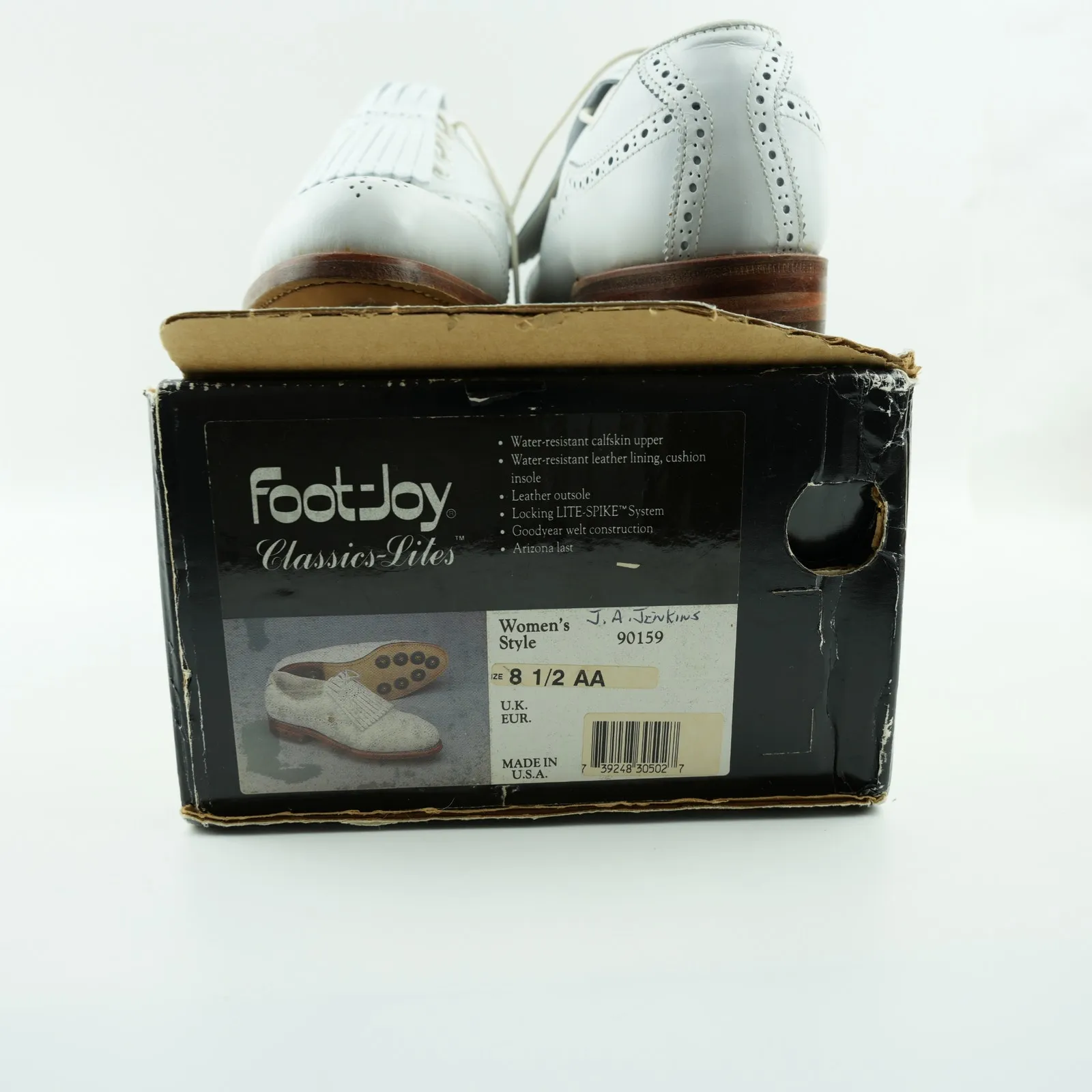 Vintage 80s FootJoy Golf Shoes Womens 8.5AA 90159 Classics White Made in USA Size 8.5 - Image 14