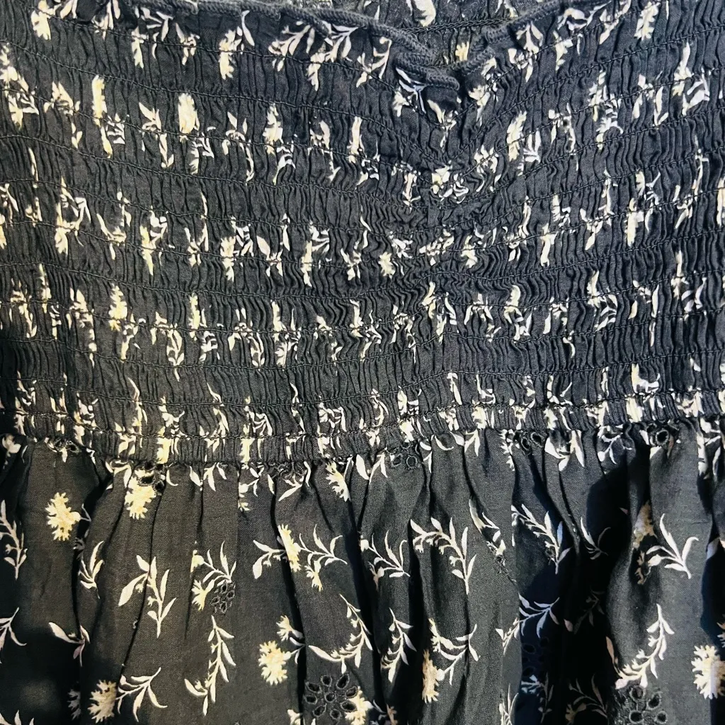 AMERICAN EAGLE Long-Sleeve Smocked
Navy Babydoll Blouse Bohemian Fall SMALL - Image 9