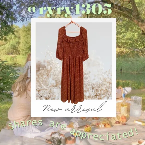 ๐4X HP!๐ Womenโs Code Mode Smocked Long Sleeve Floral Prairie Style Dress Sz S - Image 2