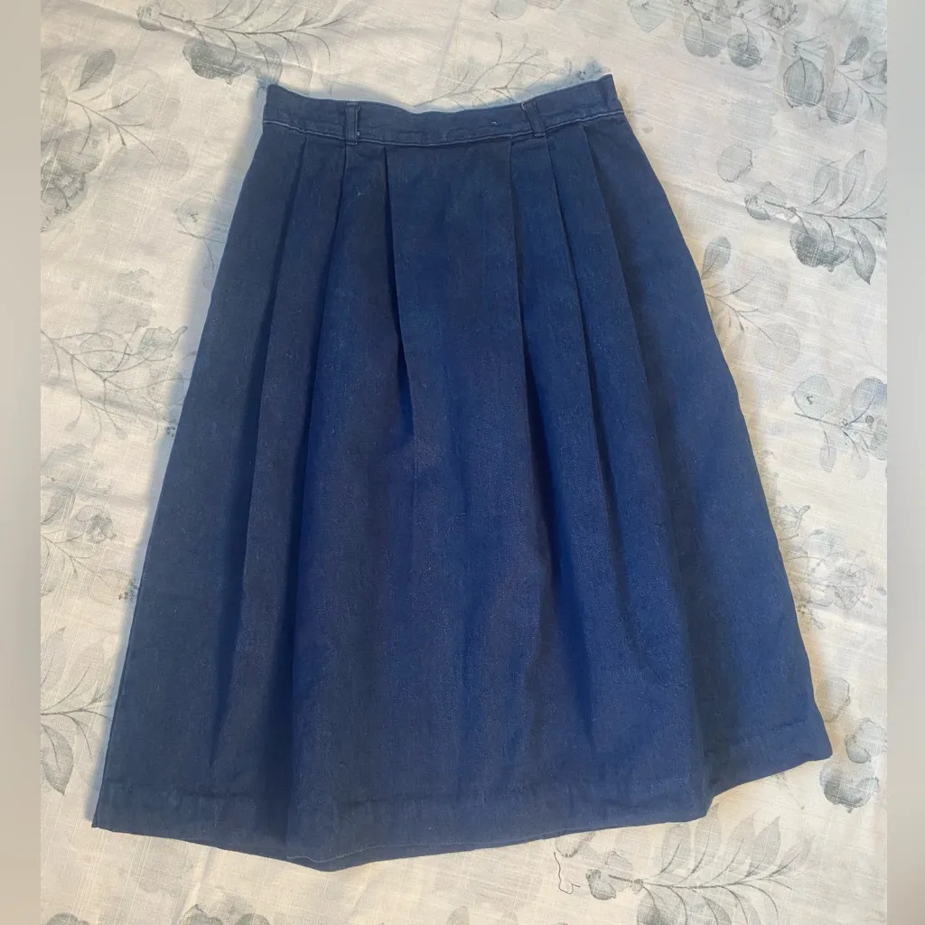 Vintage Eddie Bauer Classic Blue Button-Down Denim Skirt SZ 8  Petite W/Pockets - Image 7