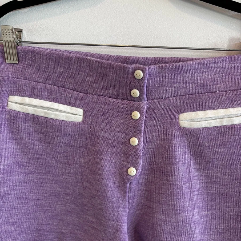 Vintage High Waist Women's Purple Knit Faux Pocket Button Detail Hot Shorts S - Image 3