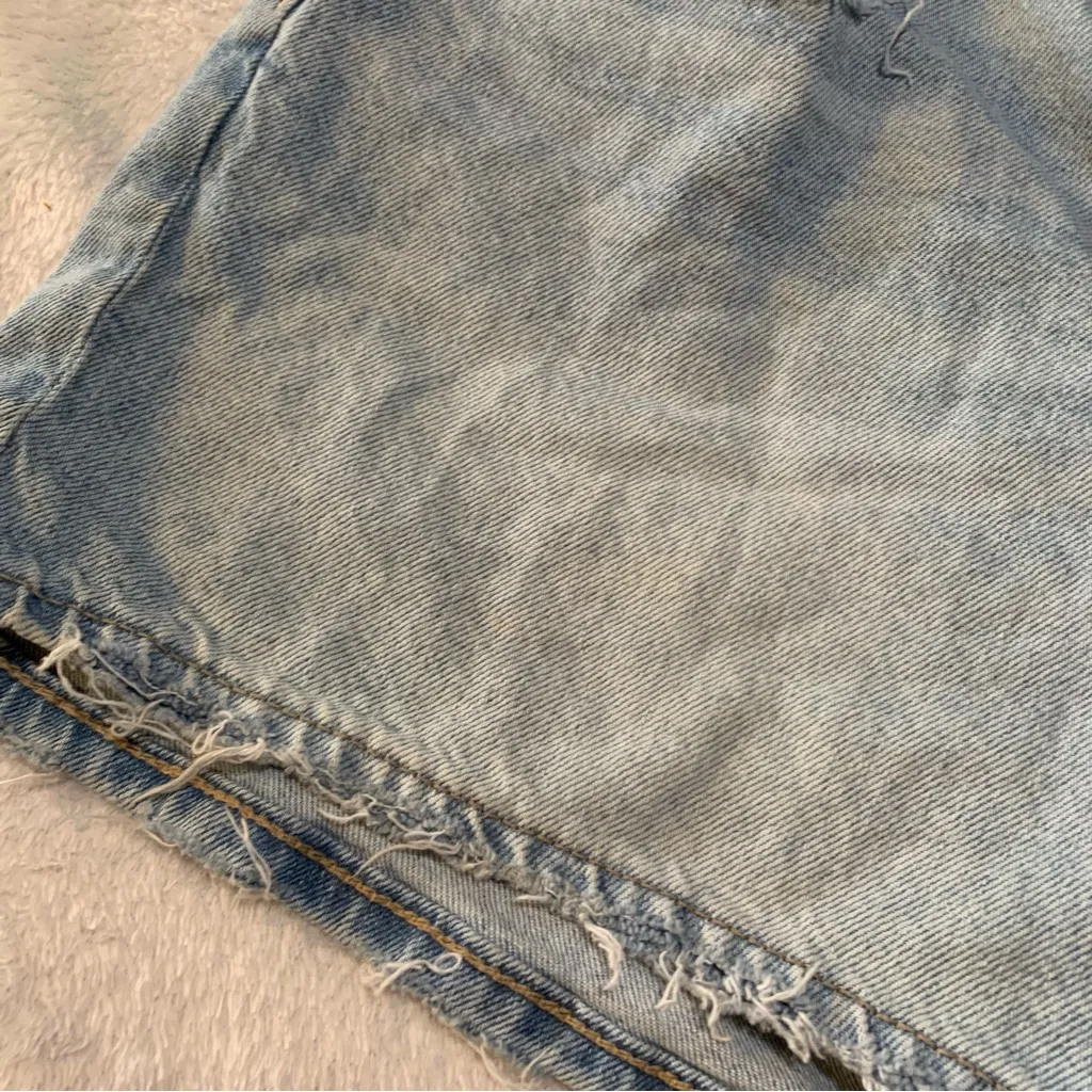 American Eagle Outfitters women's size 12 L Light Blue Distressed Jean Shorts - Image 6