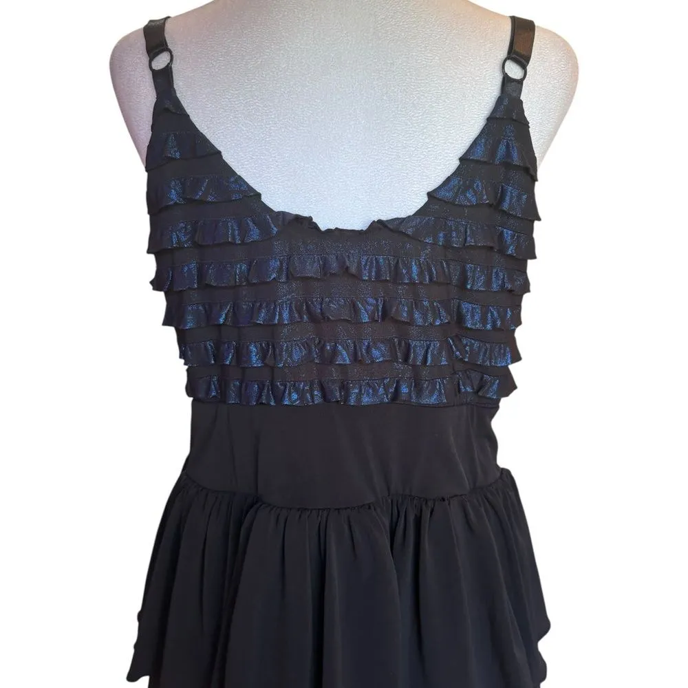 Torrid OG Metallic Blue Black Tiered Ruffled Mini Tank Dress Womens Size 2X - Image 6