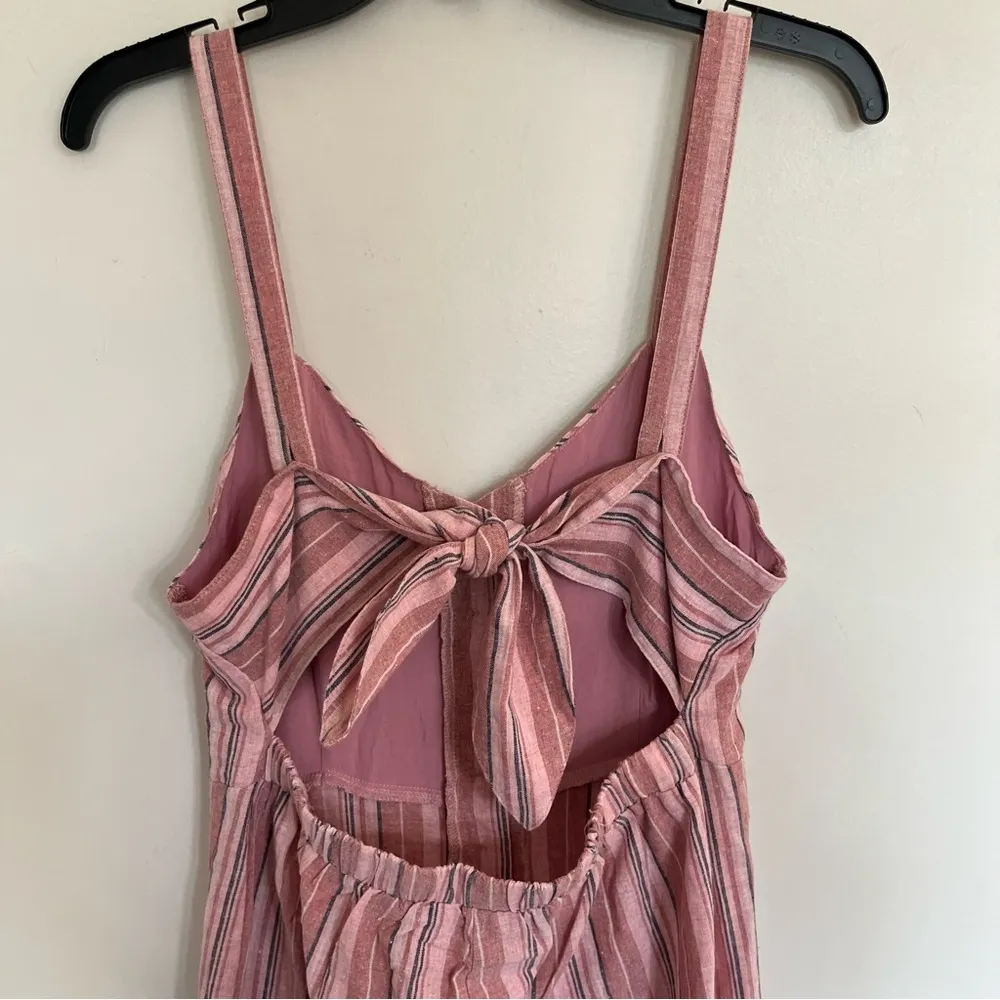 Women’s Hem & Thread Wide Leg Flowy Striped Jumpsuit Size Medium Open Back - Image 11