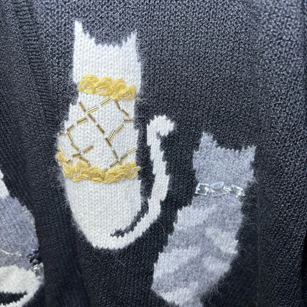 Coldwater Creek Cat Sweater Womens 2X Wool Angora Rabbit Hair Beaded Sequin - Image 15