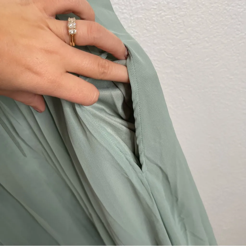 Birdy Grey Sage Chiffon Laurie Dress Bridesmaid Maxi Size Extra Large - Image 6