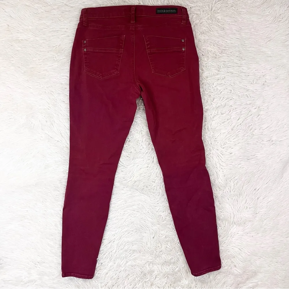 ROCK & REPUBLIC Women’s Red Kashmiere Mid-Rise Skinny Jeans 10 M - Image 5