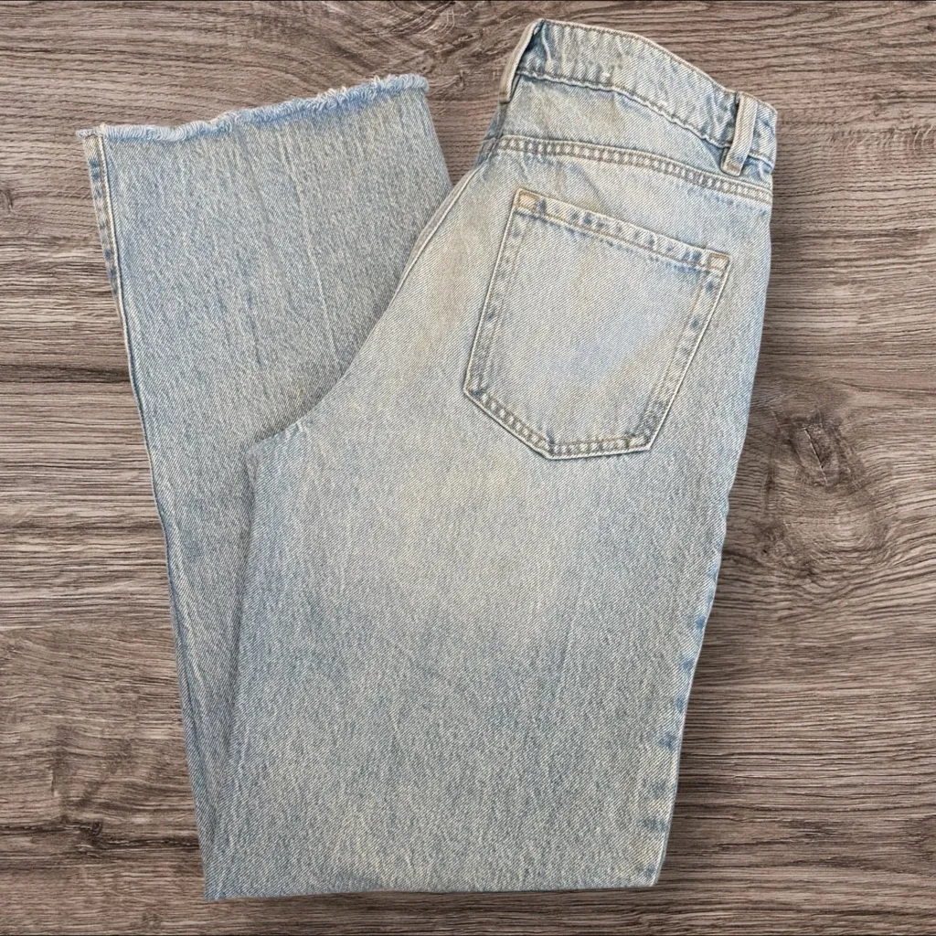 GARAGE Jambe Large Wide Leg Distressed Light Wash Jeans Size 5/27 - Image 3