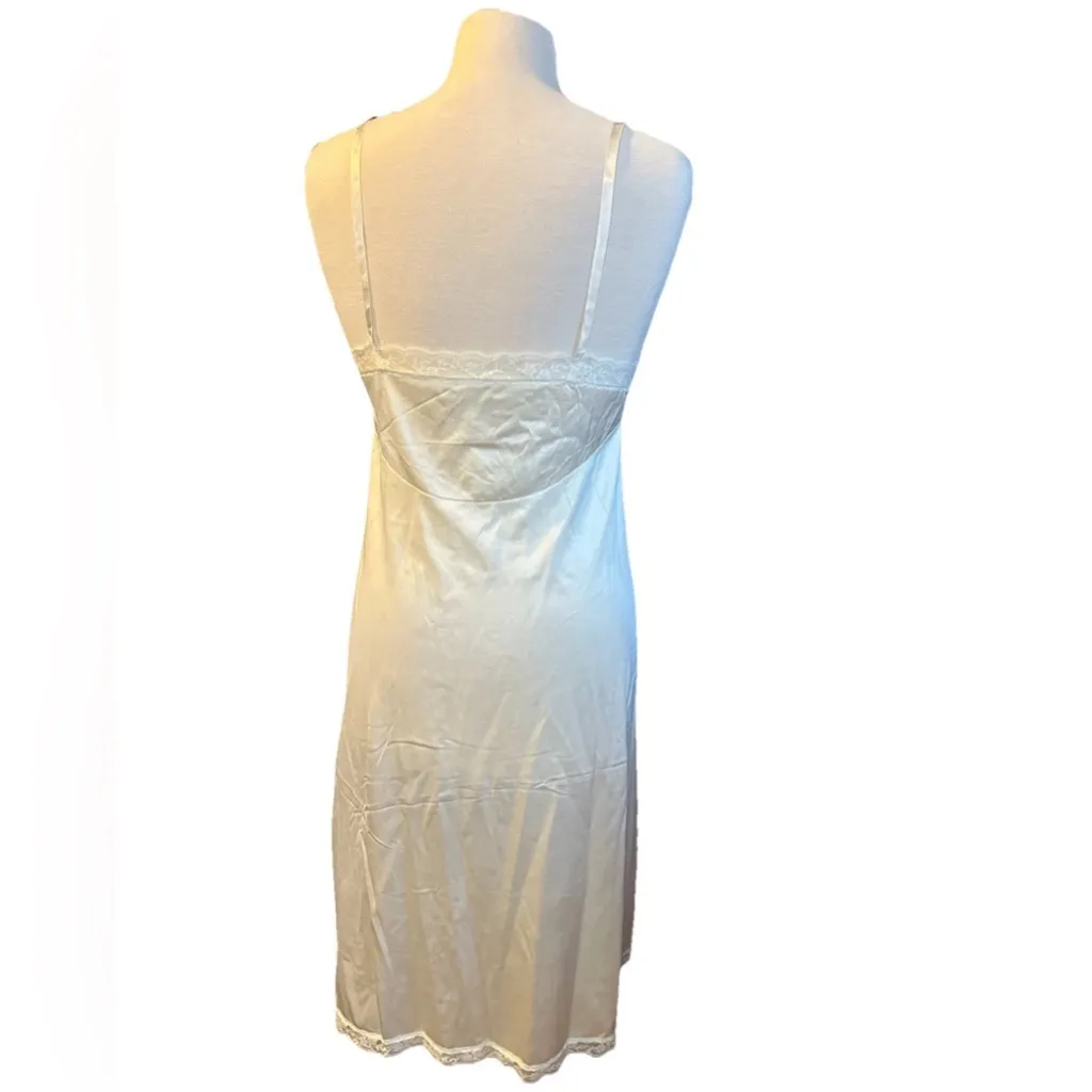 Vintage Vanity Fair White Slip Dress Lace Overlay, Full Size large  36 Nylon - Image 4