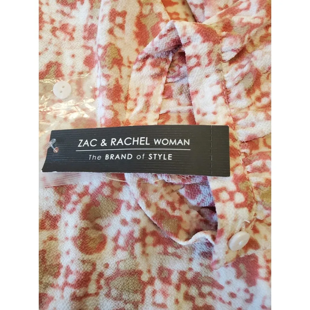 Zac & Rachel Women's Frida Peach Chino Smocked Long Sleeve Tunic Top Blouse 1X - Image 6