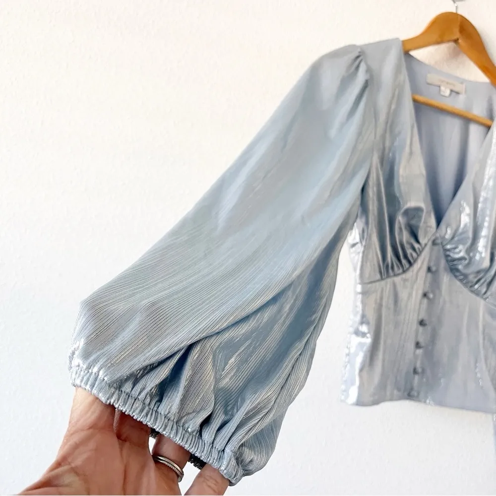 Anthropologie Flat White Shine Blouse in Blue - Image 4