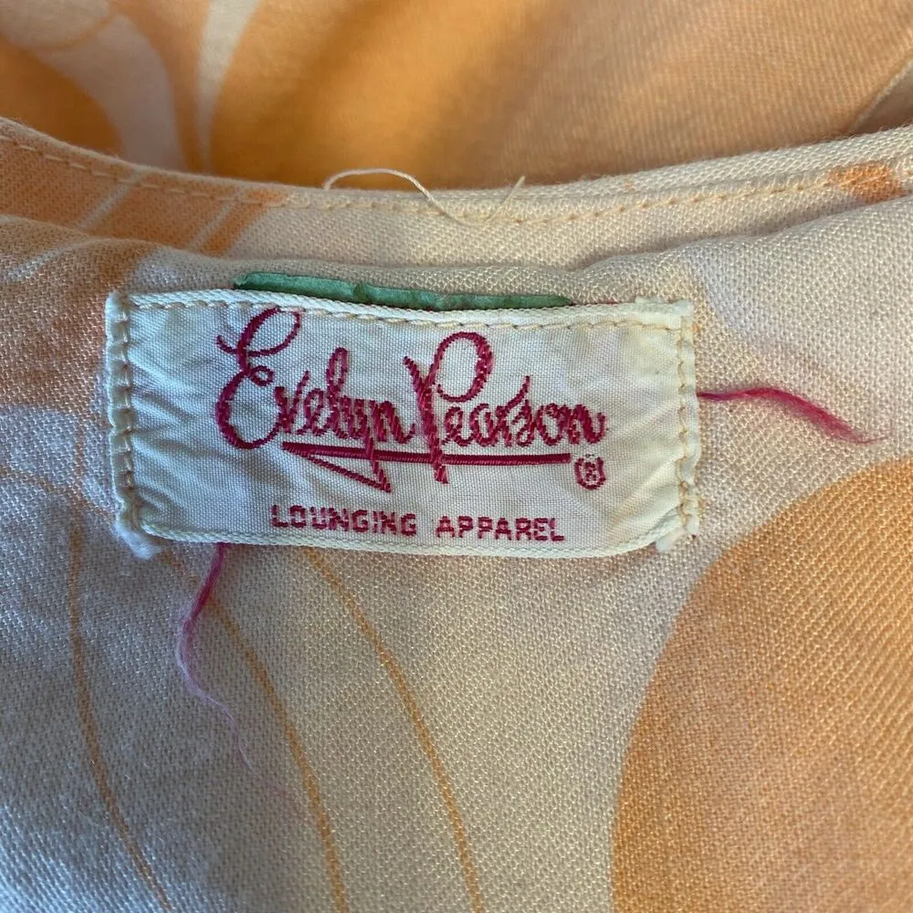 Evelyn Pearson Vintage 60s Ruffle Front Lounge Jumpsuit Size S Peach Wide Leg Pink - Image 10