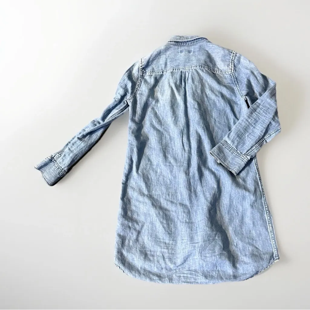 J.‎ Crew Long Sleeve Denim Shirt Dress 50% Cotton 50% Linen Size 4 Casual - Image 5