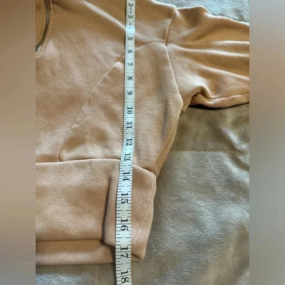 Love Streak Cropped Sweatshirt Quarter Zip Size Medium Tan - Image 3