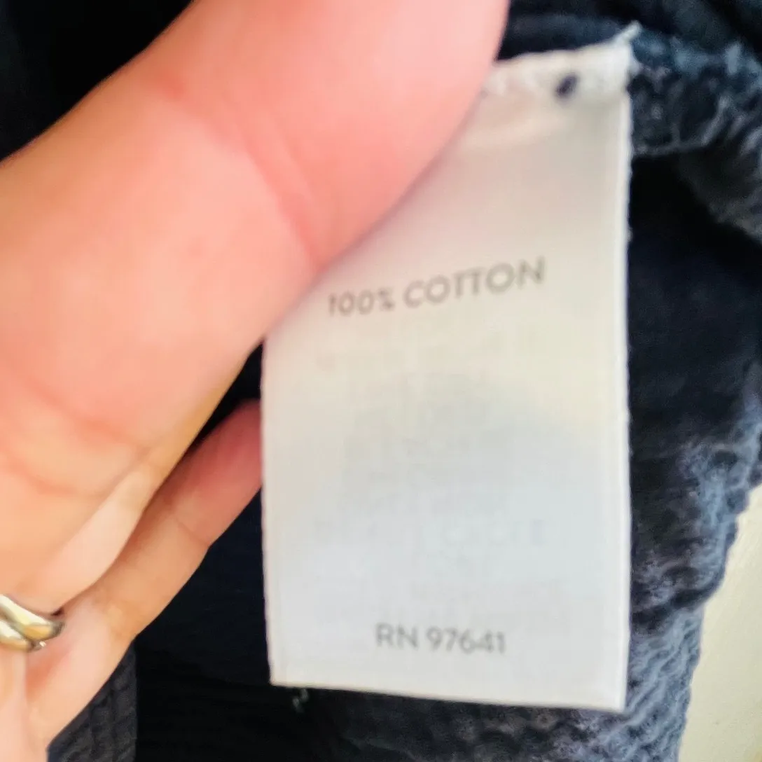 J Jill Navy Blue Crinkle Gauze Collared Shirt Dress Size S Short Sleeve Button - Image 7