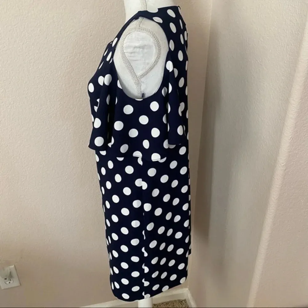 Eliza J Black and Blue Polka dot print Short sleeve Scoop neckline dress… - Image 6