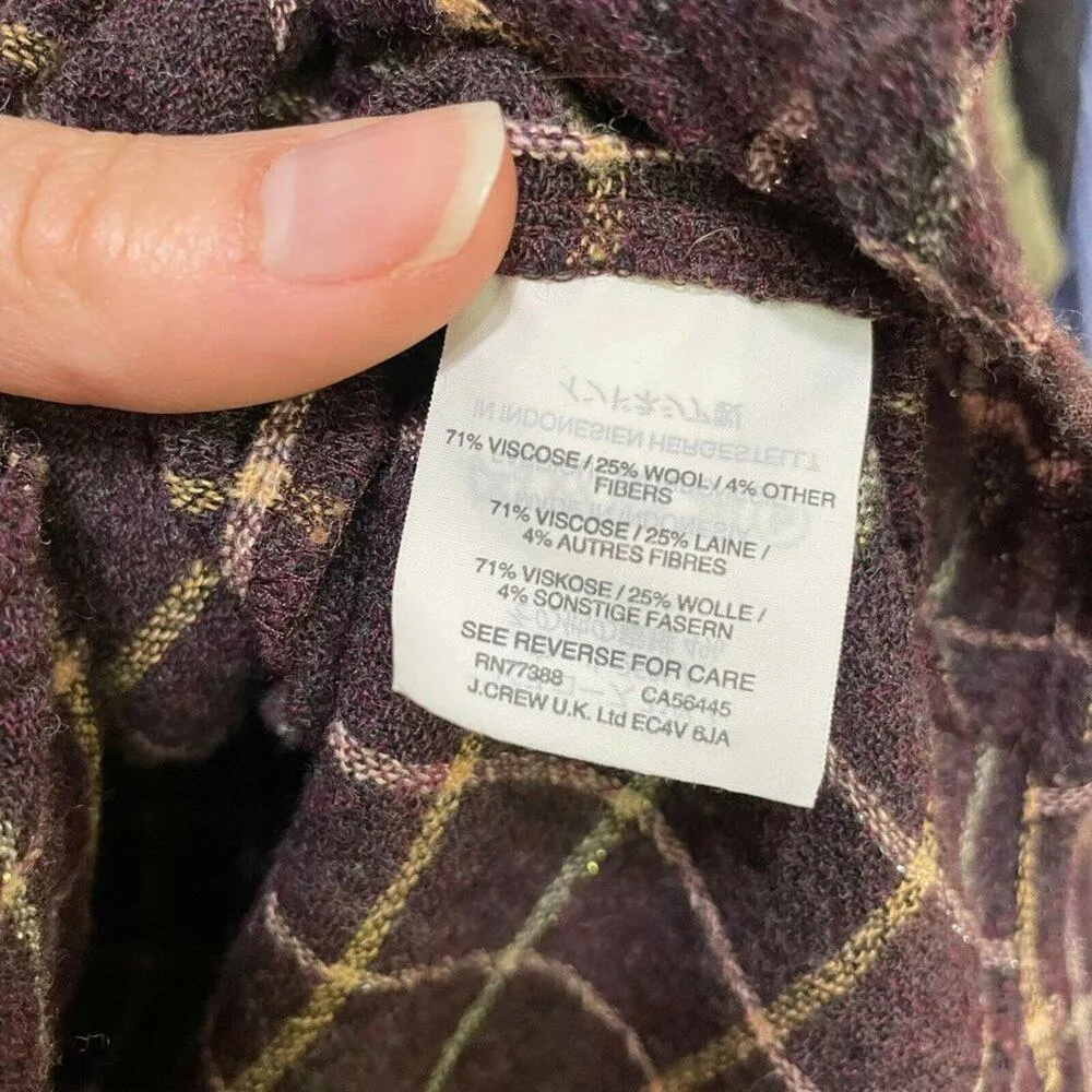 Madewell Purple Plaid Ruffled Button Down Shirt Womens XS Cottage Core Fall - Image 7