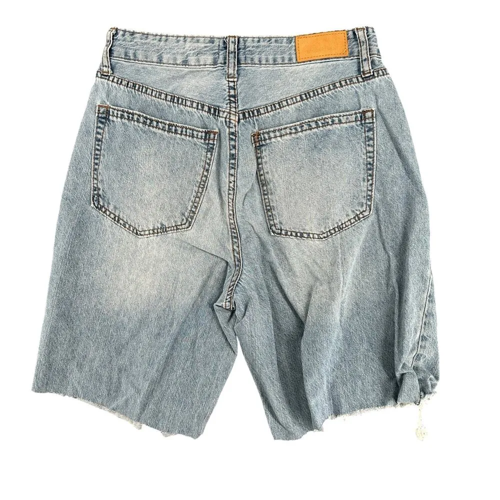 Simple Society Juniors Light Wash Cut-Off Denim Jean Shorts Size 3 High Waisted - Image 5