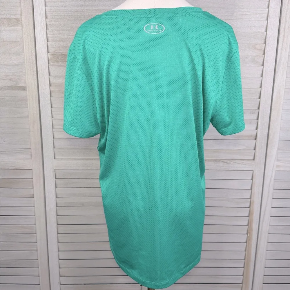 UNDER ARMOUR Women's Tech V Neck T-Shirt
Loose Heatgear Green-XL - Image 2