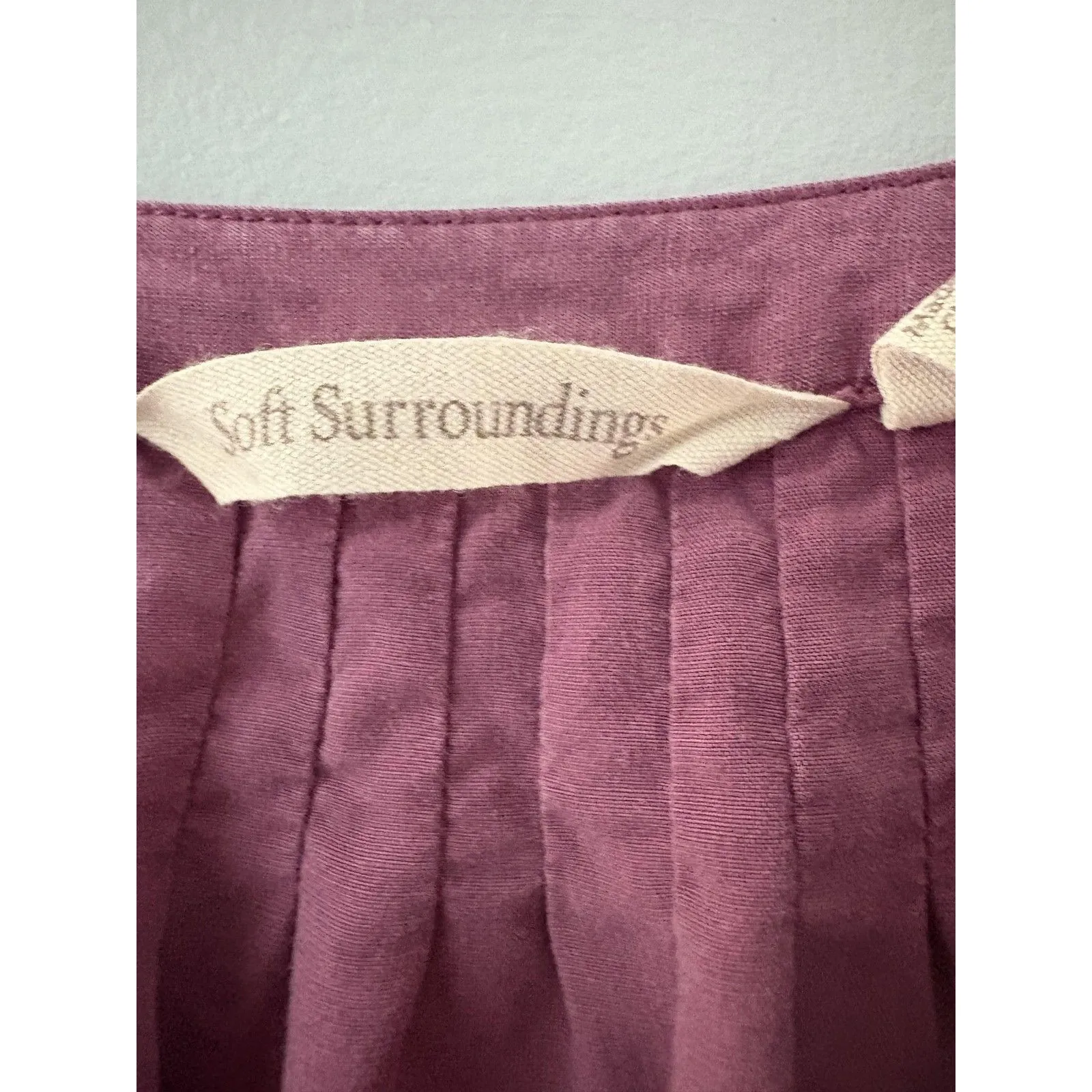 Soft Surroundings Blouse Womens Small Purple Linen Blend Silky Lightweight - Image 6