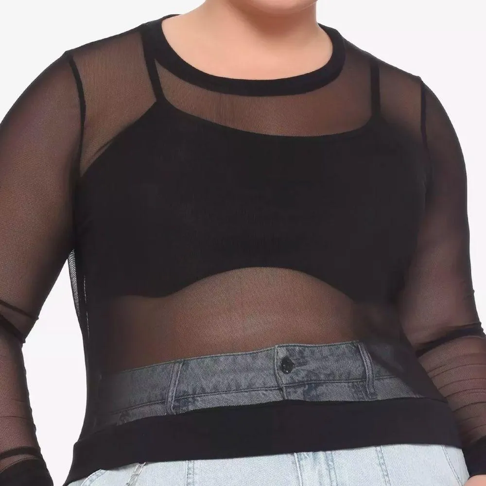 Black Mesh Long Sleeve Top - Image 9