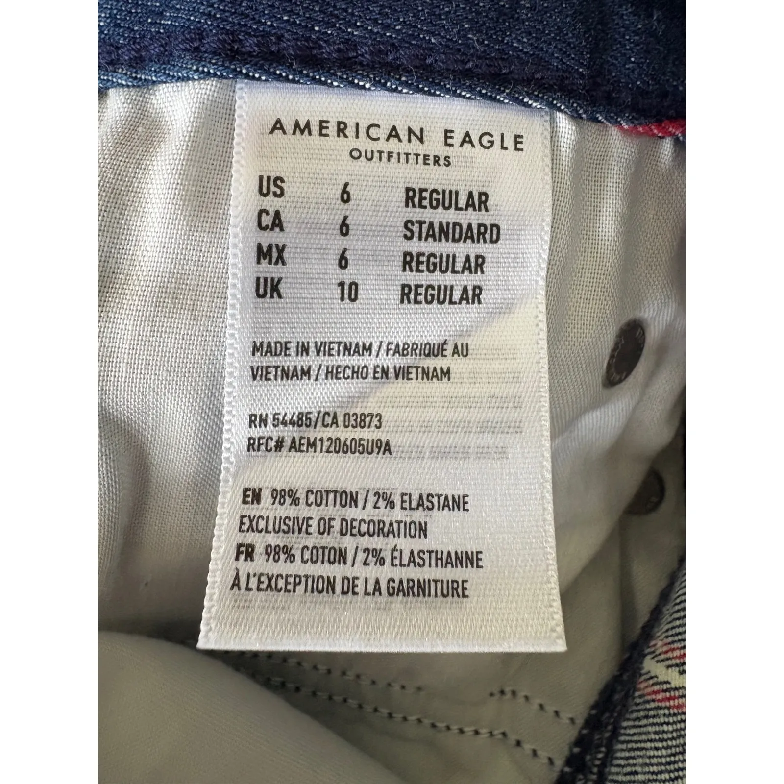 American Eagle Denim‎ Mini Skirt Striped Red White Blue Frayed Hem Size 6 New - Image 3