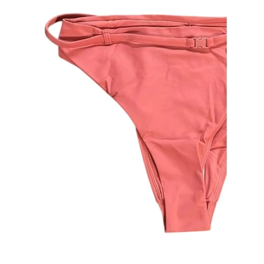 NWT Andie The Scala Riviera High Waisted Belted Bottom Swim L Rose Punch Pink - Image 4