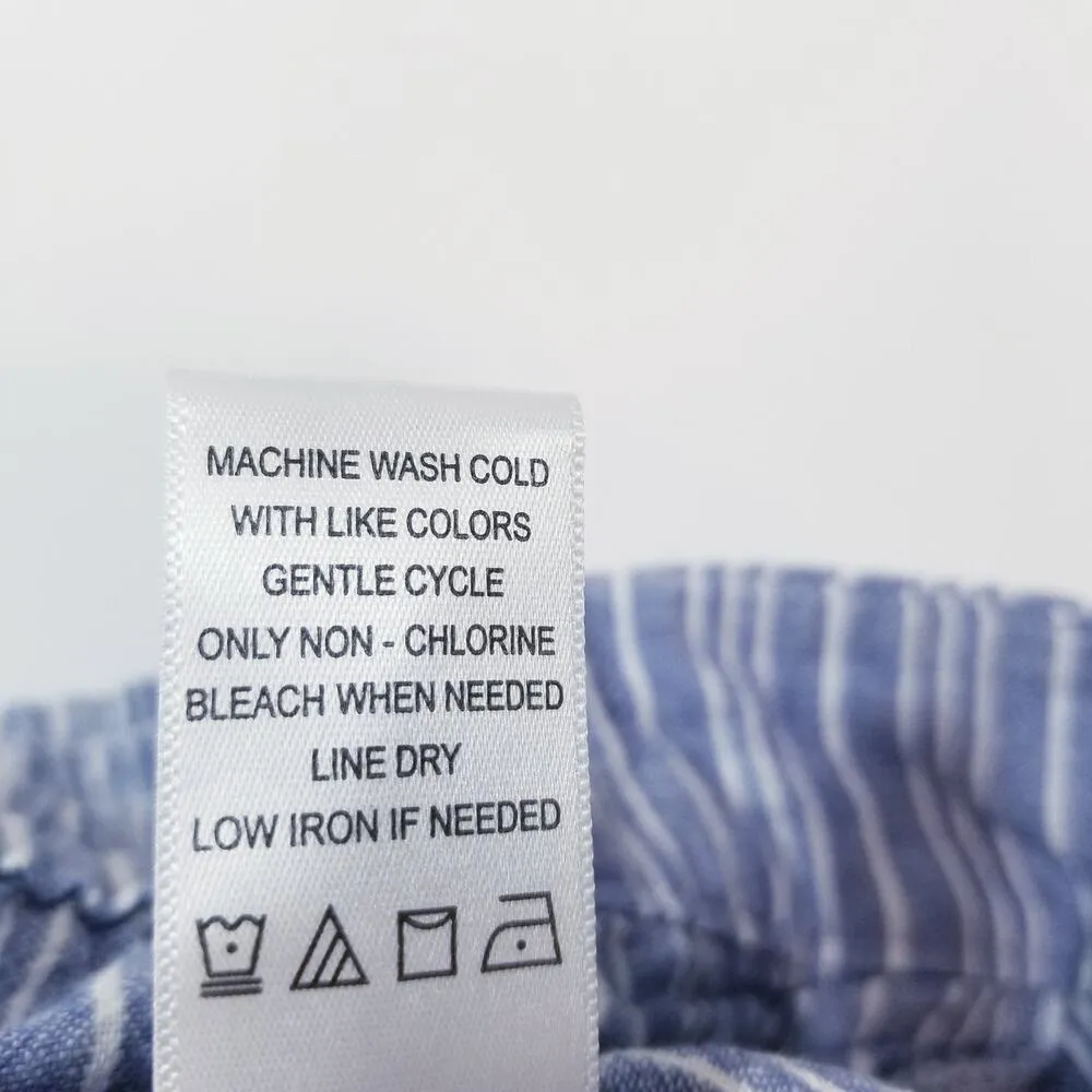 Land' n Sea Stripes Linen Blend Straight Leg Pants White and Blue Size M - Image 11