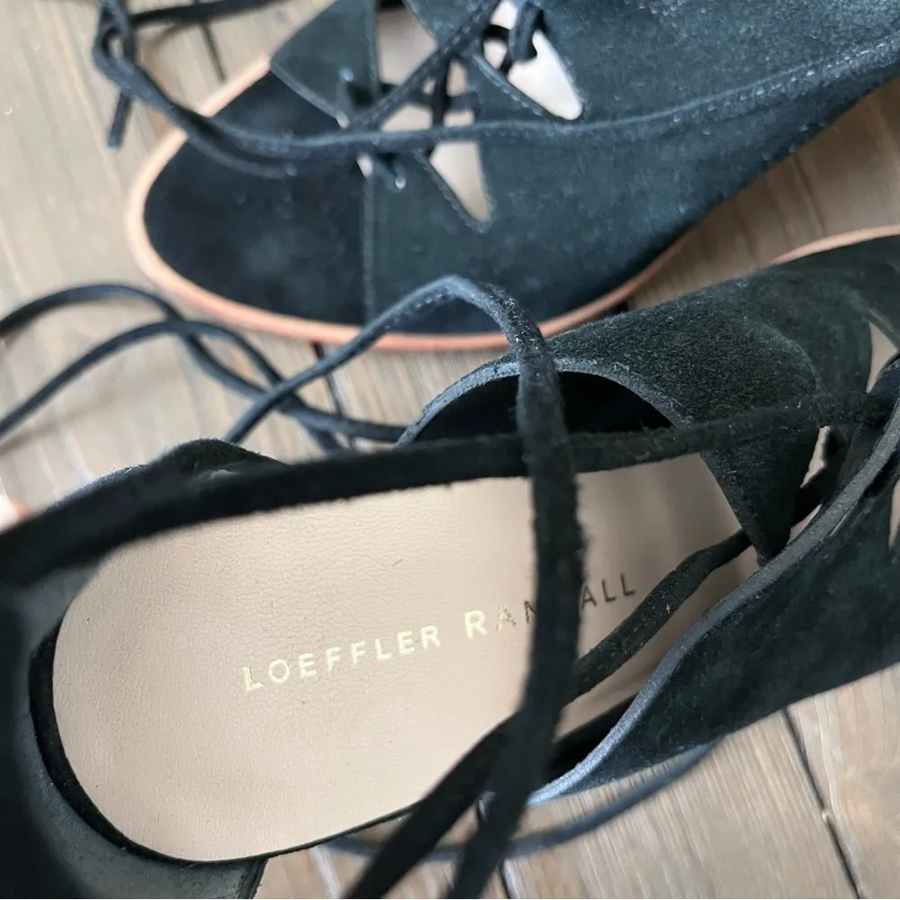 Loeffler Randall Helene Kid Suede Lace-Up Sandals in Black - Image 5