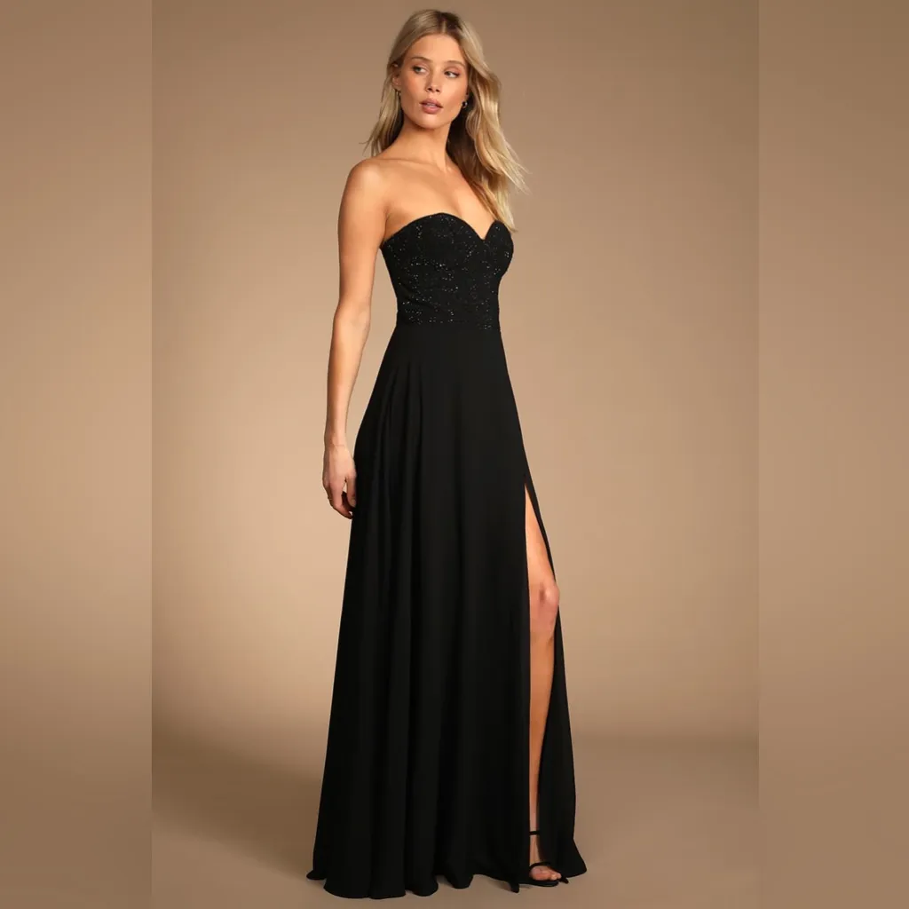 Lulus Remember This Moment Black Rhinestone Strapless
Maxi Dress - Image 4