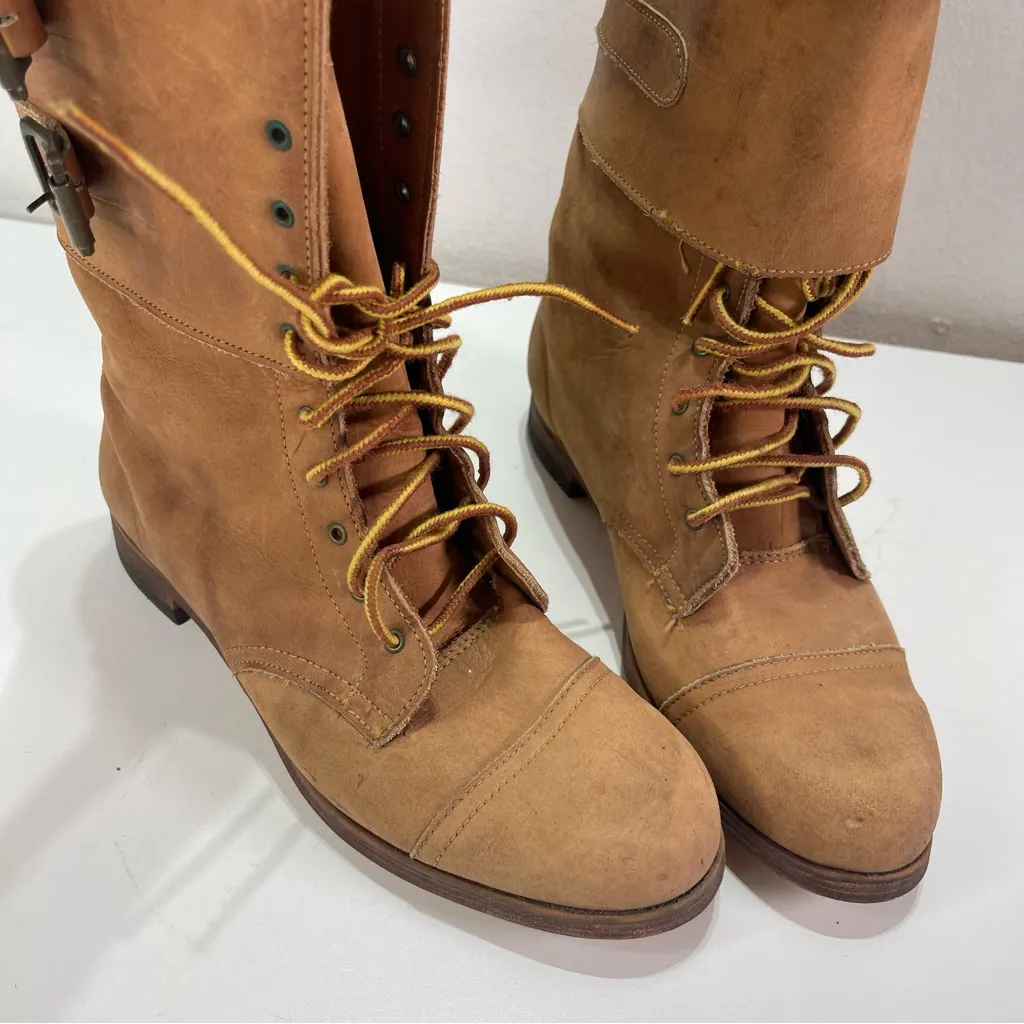 Vtg. Rare Polo Ralph Lauren Military Combat Boots Leather Suede Double Buckle 7 - Image 7