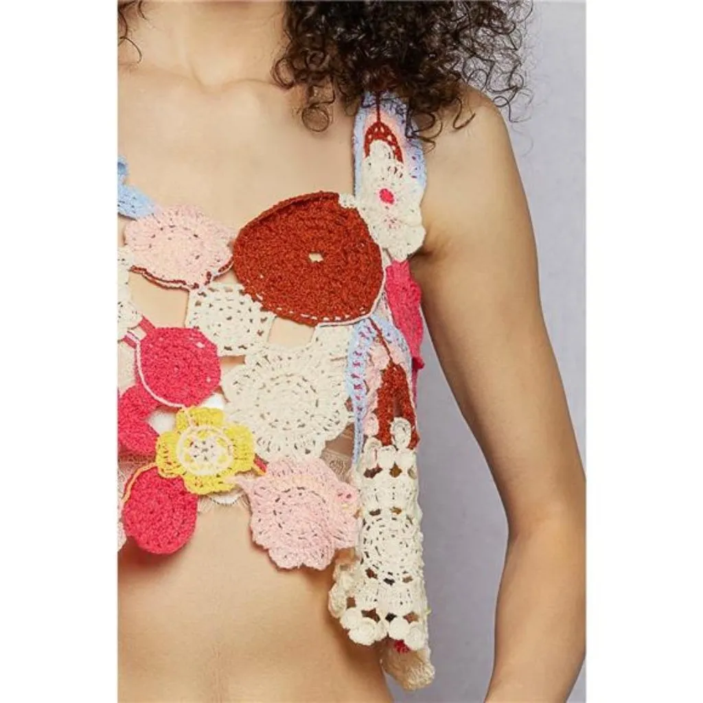 POL Openwork Floral Cropped Crochet Cami - Image 6