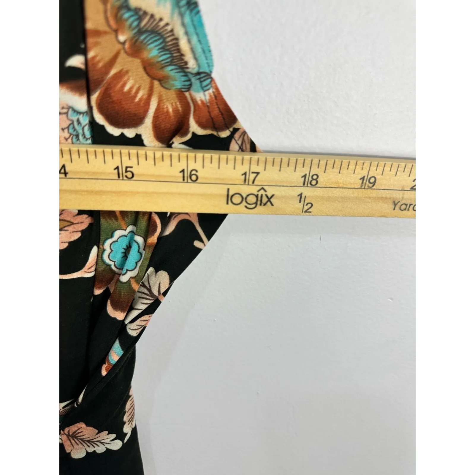 Vtg Y2K Top Check It Out Sleeveless Brown Floral Draped Surplice Boho Romantic M Size M - Image 5