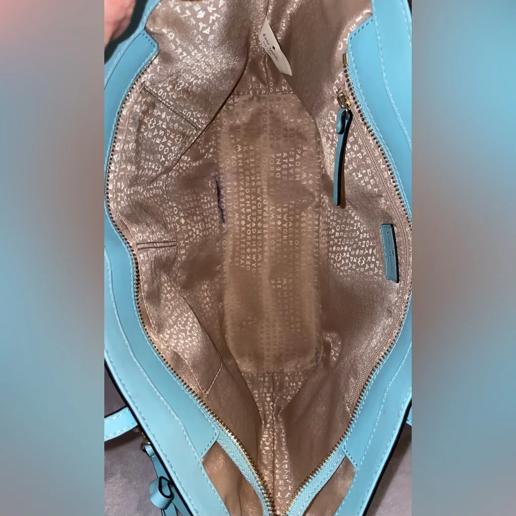 Kate Spade Sawyer Street Blue Maxi Shoulder Bag/Tote Smooth Leather W/Bow - Image 10