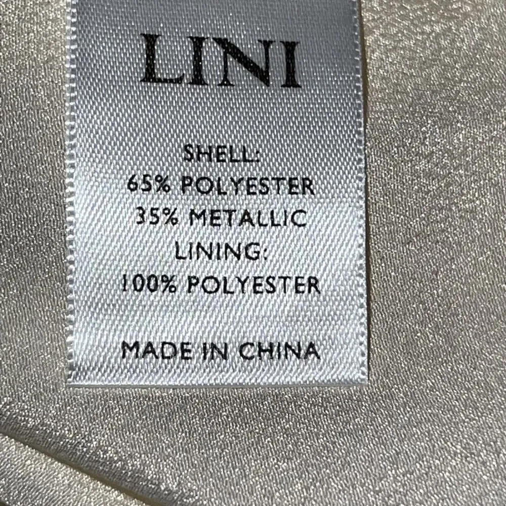 LINI KATHERINE DRESS CHAMPAGNE GLITTER MAXI FORMAL GOWN SLEEVELESS V NECK MEDIUM - Image 10