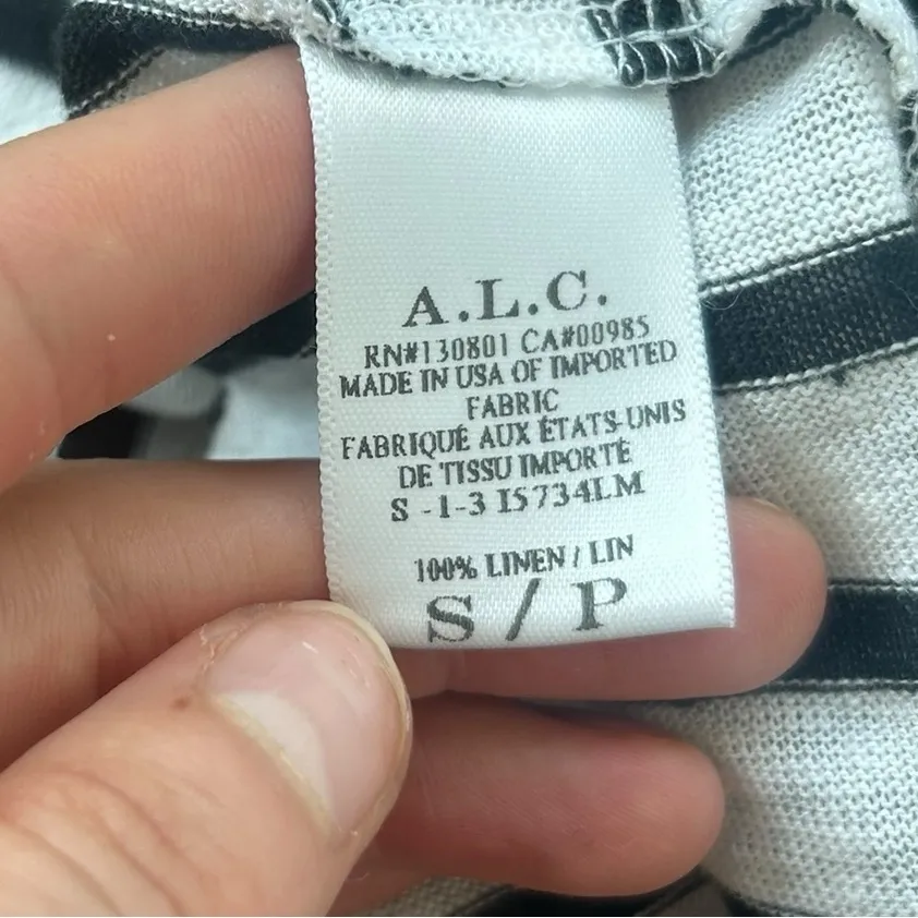 A.L.C. hannover open twist back Striped Black and White Tank Top 100% Linen S - Image 8