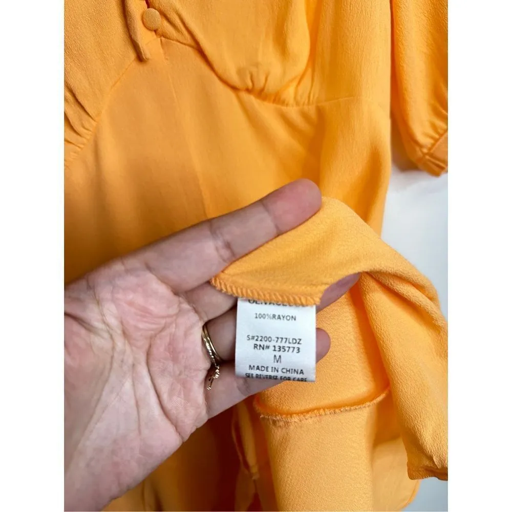 Olivaceous Romper Womens Orange V Neck Tie Front Size Medium - Image 6