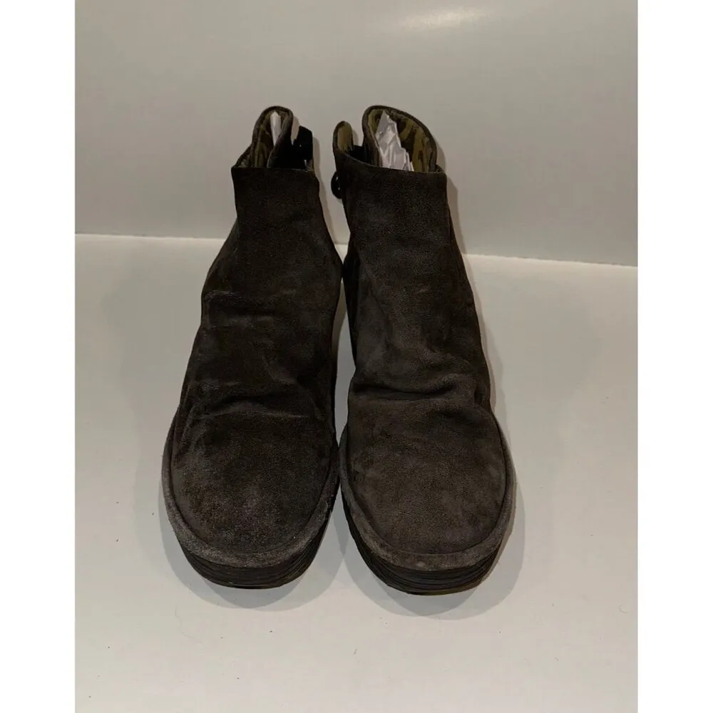 FLY London Yama Suede Ankle Wedge Boots Size 40 - Image 9
