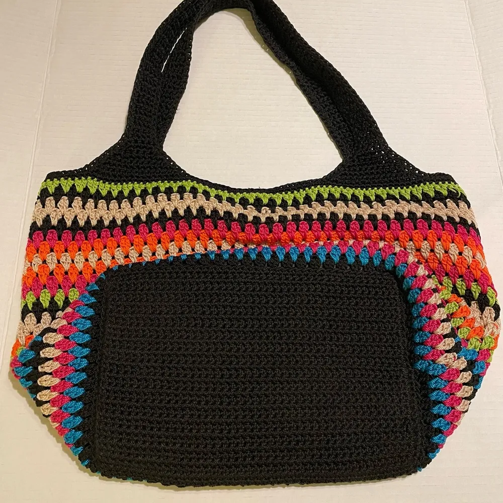 Sak Multicolor Crochet Shoulder Handbag Snap Closure - Image 3