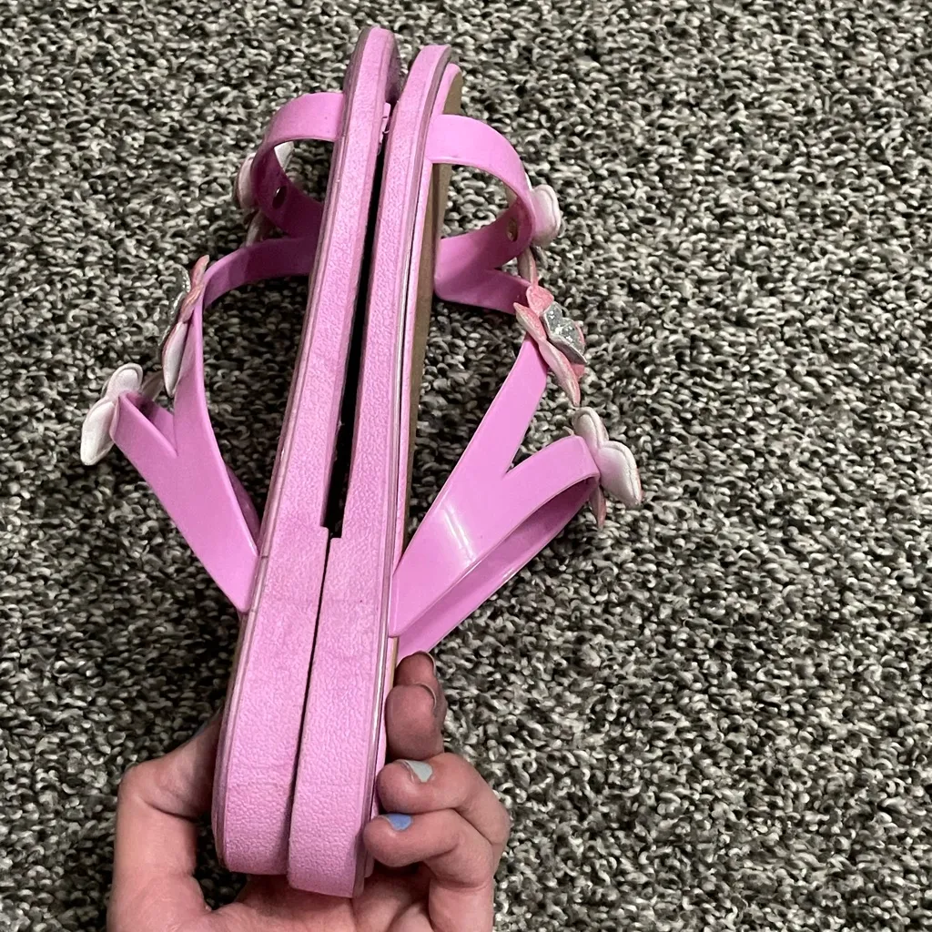 Sole Mates Pink Butterfly Jelly Slide Sandals with Glitter Accents 8 - Image 6