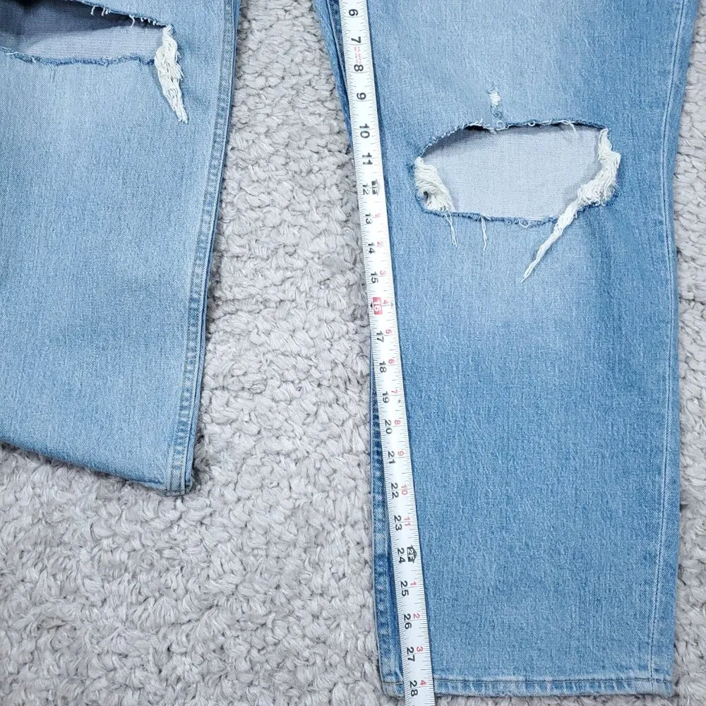 Abercrombie 22 Short 90s Straight Ultra High Rise Curve Love Jeans Blue Size 36 - Image 11