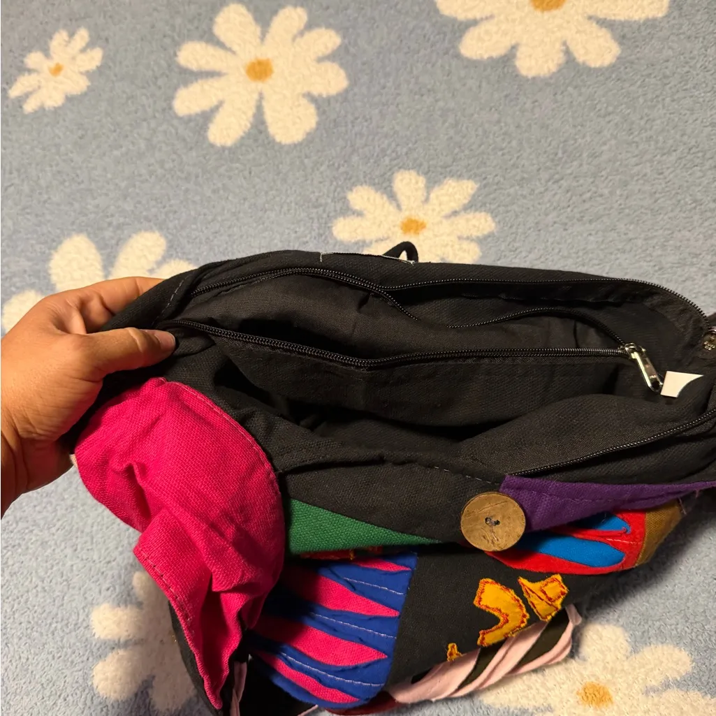 Multicolor Hippie Boho Patchwork Shoulder Bag Red - Image 5