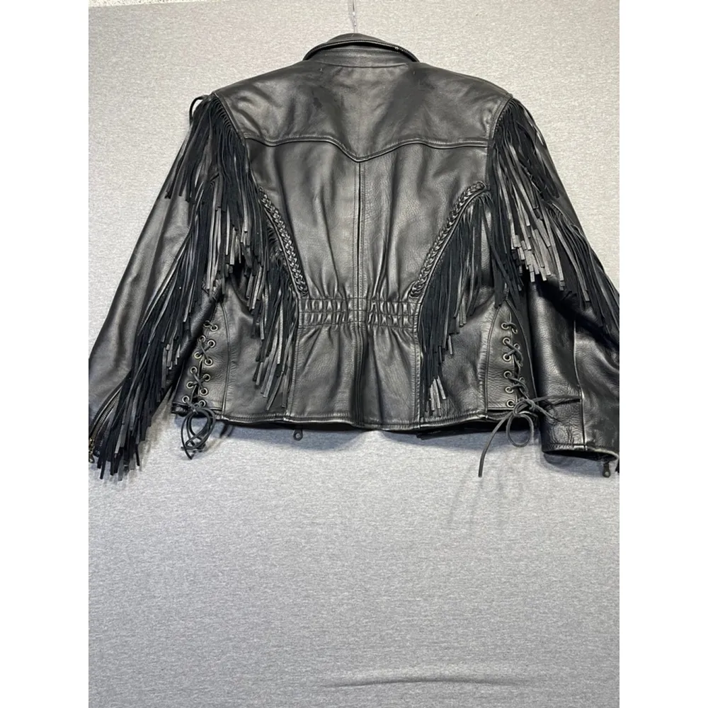 Women's Mega Force Leather Jacket Black Size 14 - Image 8
